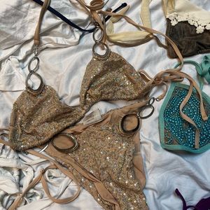 Nude sequin bikini beach bunny
